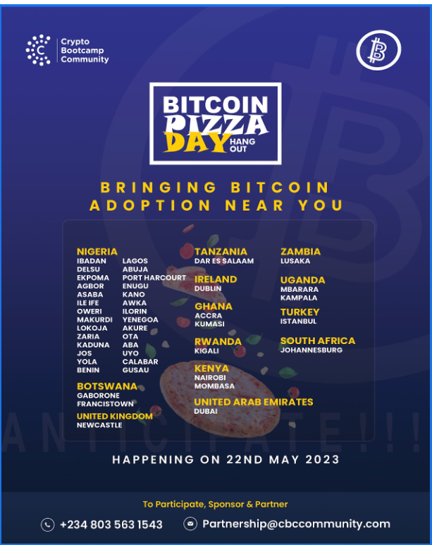 Crypto Bootcamp Community To Host Biggest Bitcoin Pizza Day Celebration. Registration For Participation Is Open.